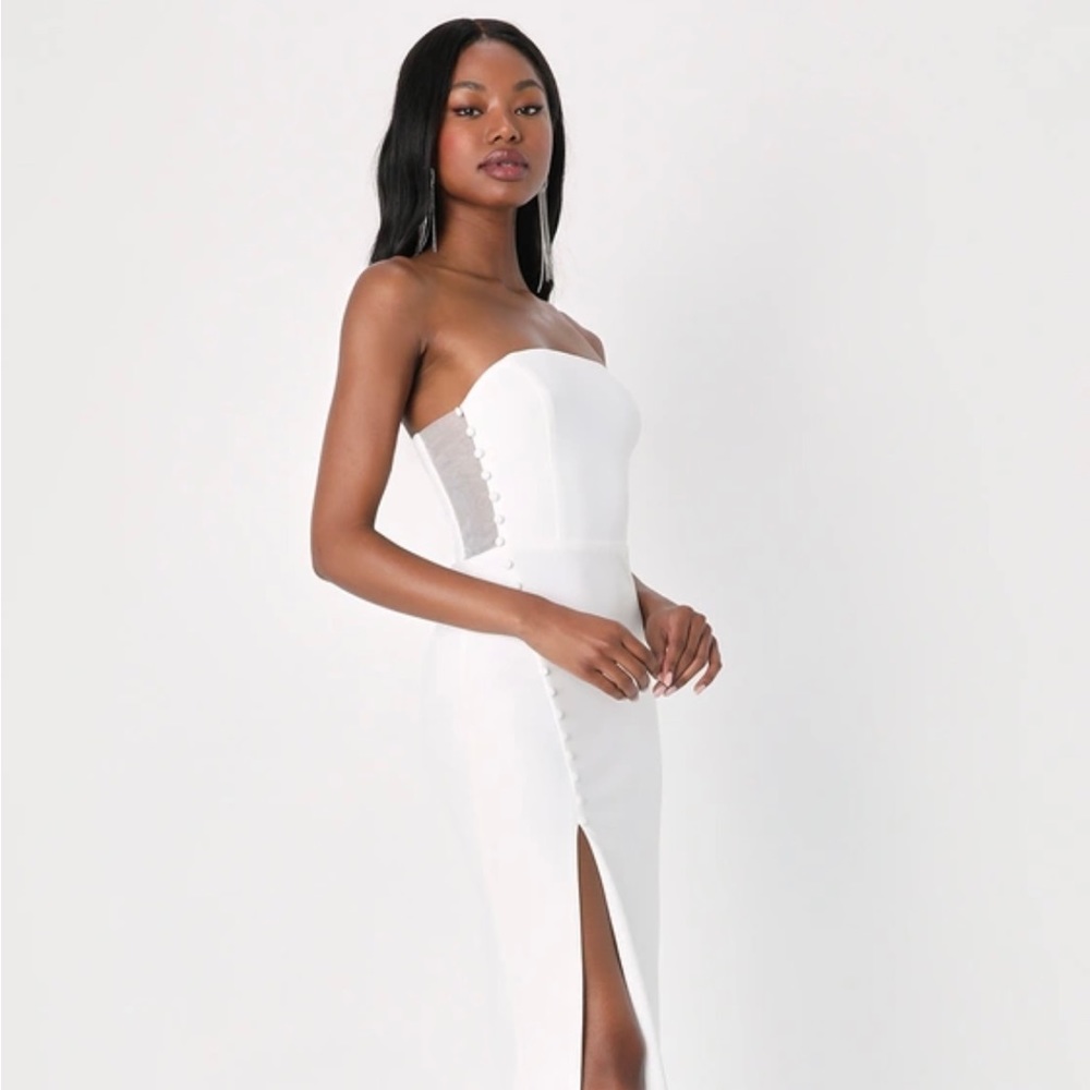 Lulus White Strapless Bodycon Midi Dress Size Small